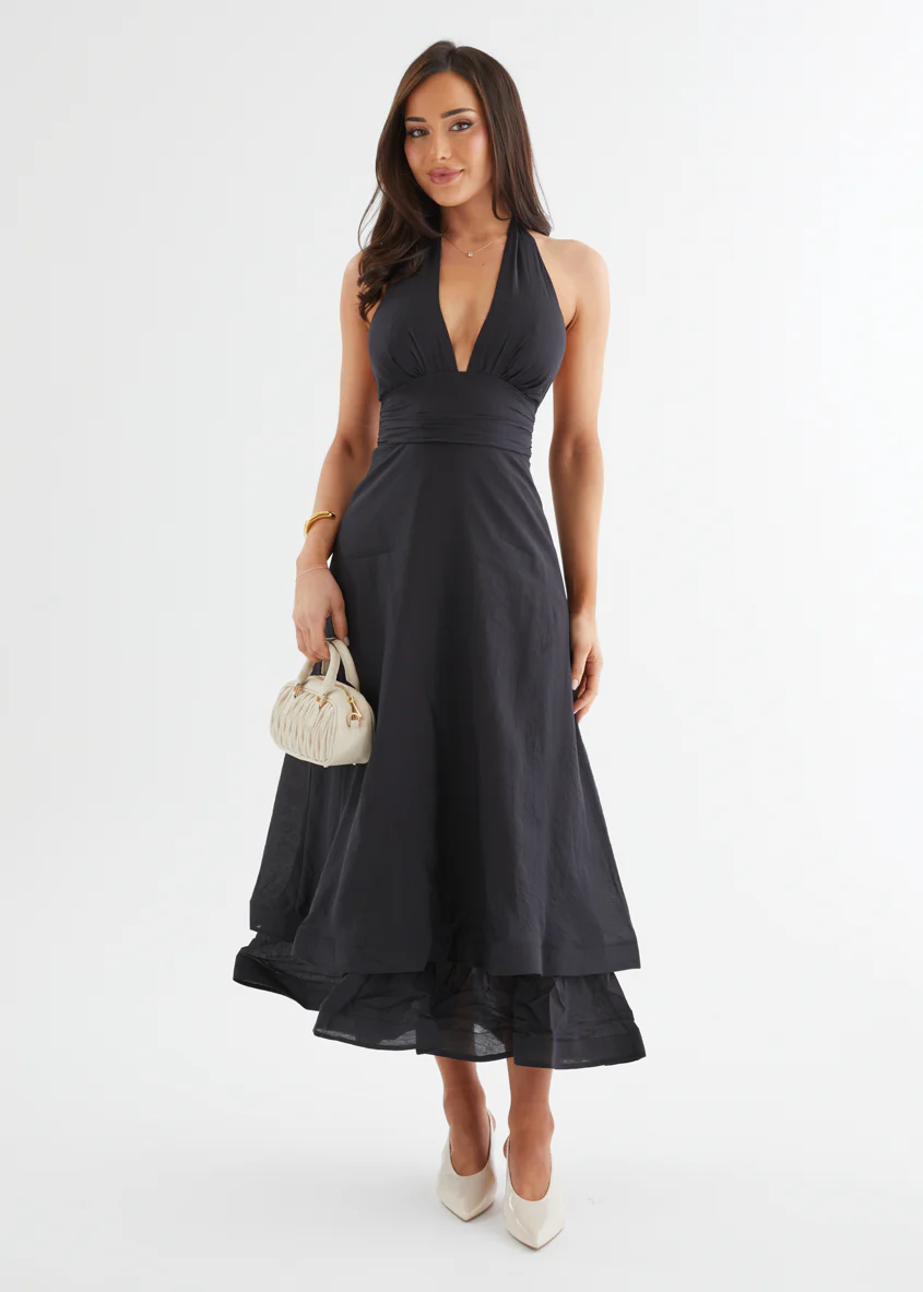 Zayde Halter Midi Dress - Black - Image 4