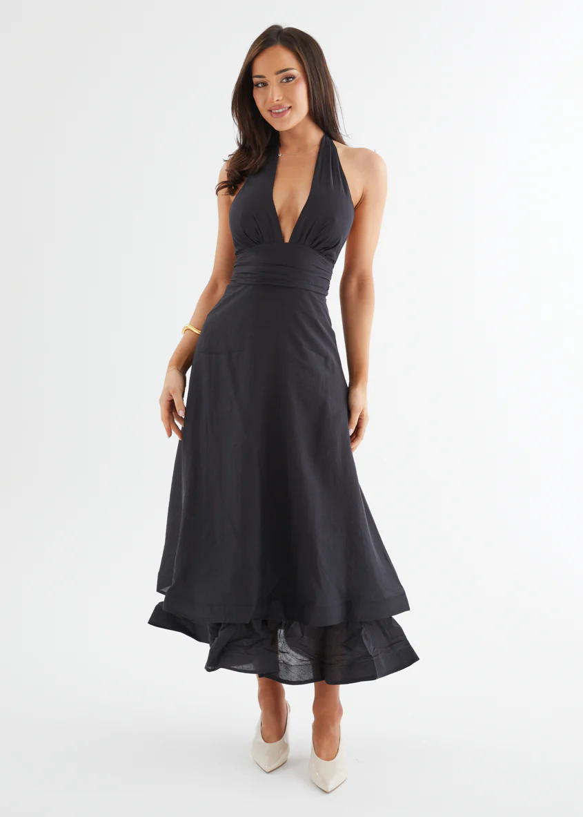 Zayde Halter Midi Dress - Black - Image 5