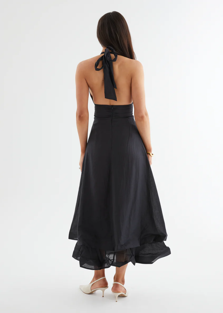 Zayde Halter Midi Dress - Black - Image 7