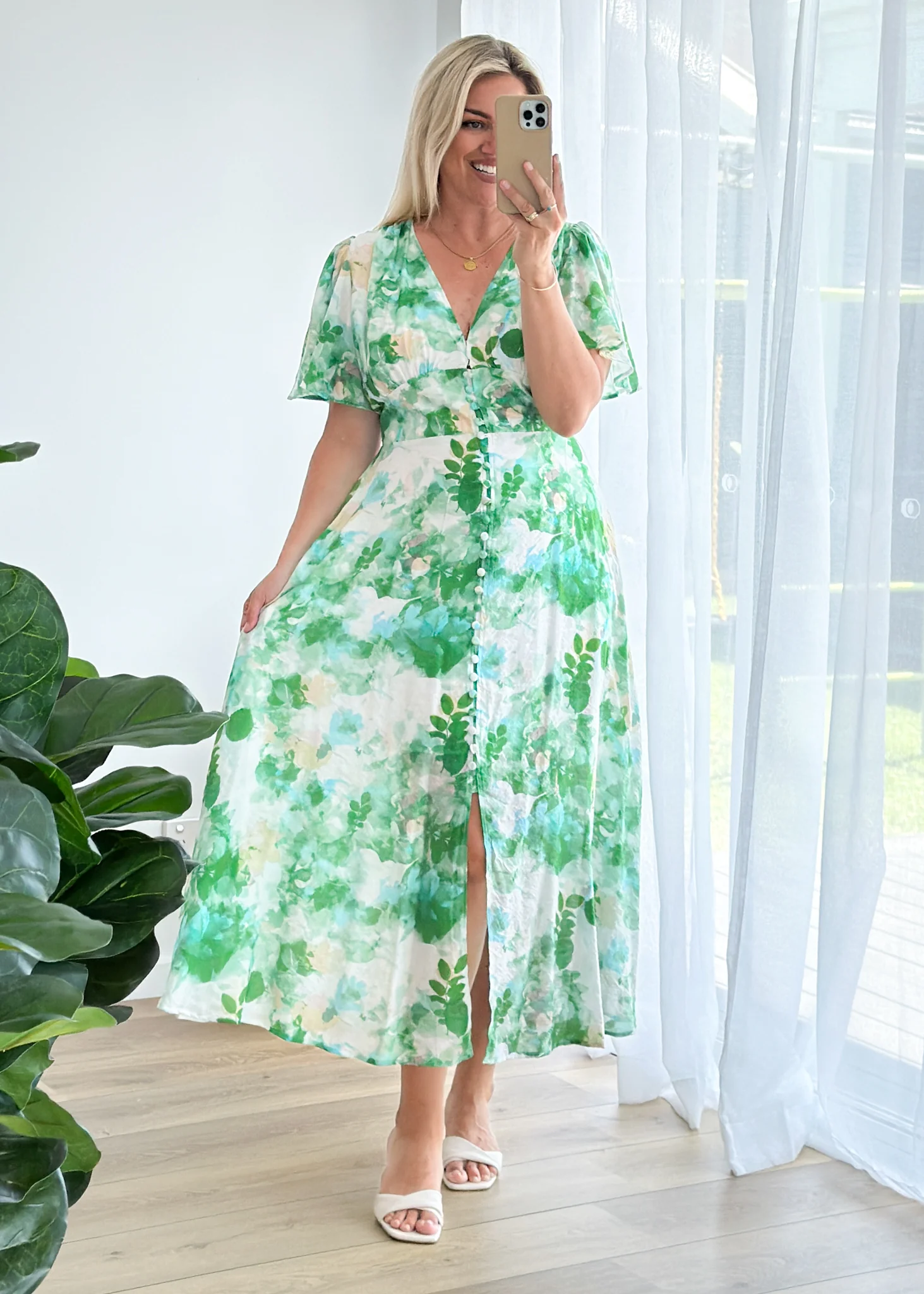 Zazu Maxi Dress - Green Abstract - Image 7