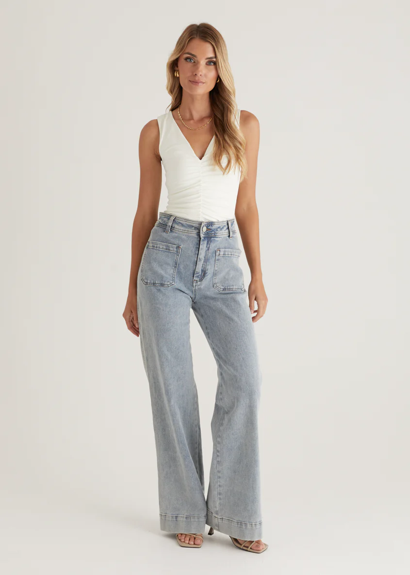Zekroe Wide Leg Jeans - Light Blue - Image 5