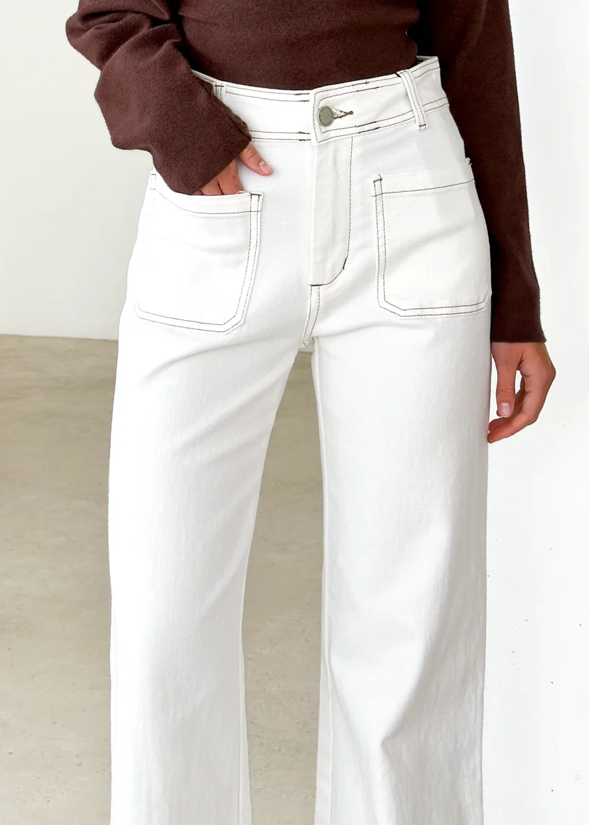 Zekroe Wide Leg Jeans - Off White - Image 15