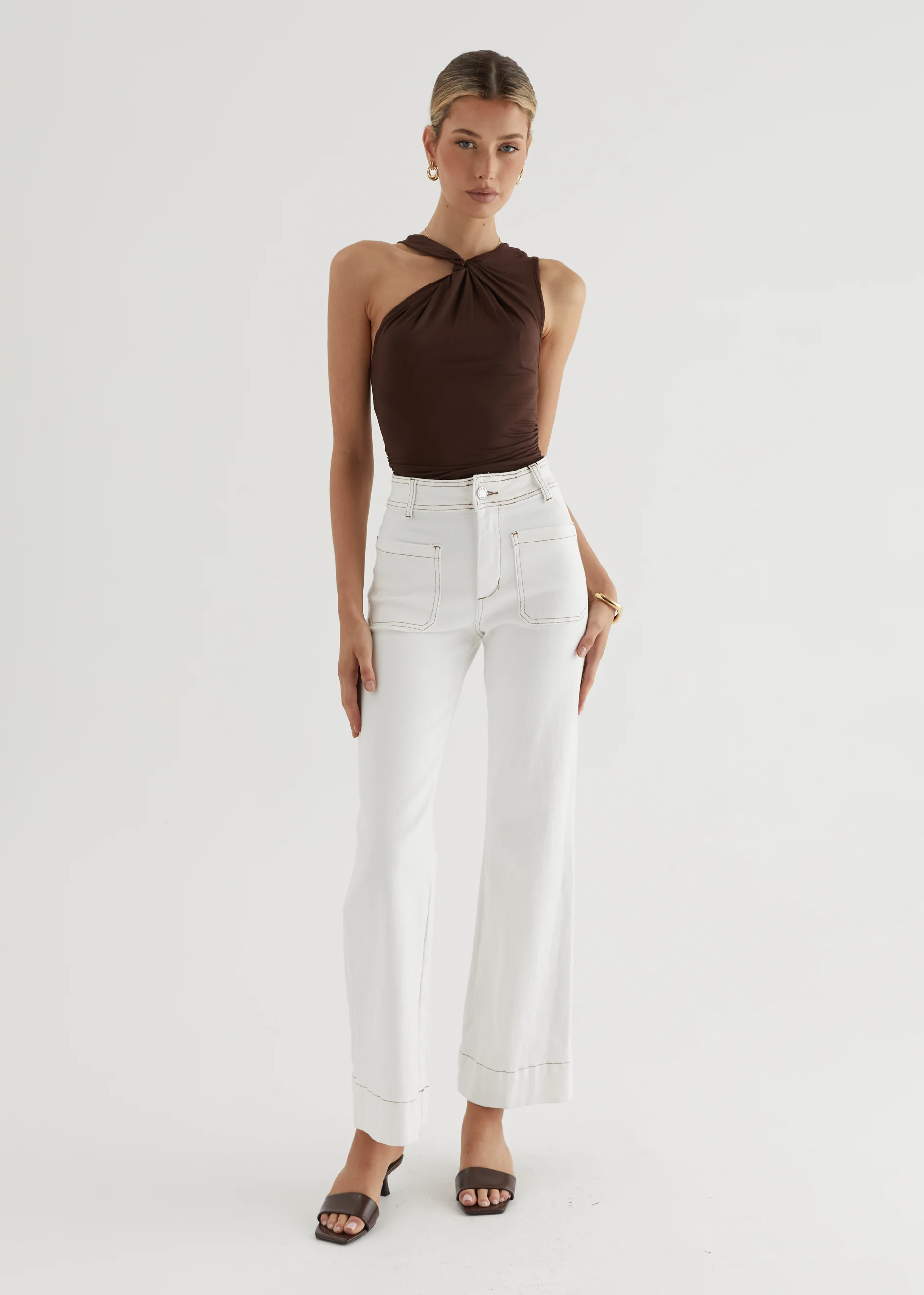 Zekroe Wide Leg Jeans - Off White - Image 16