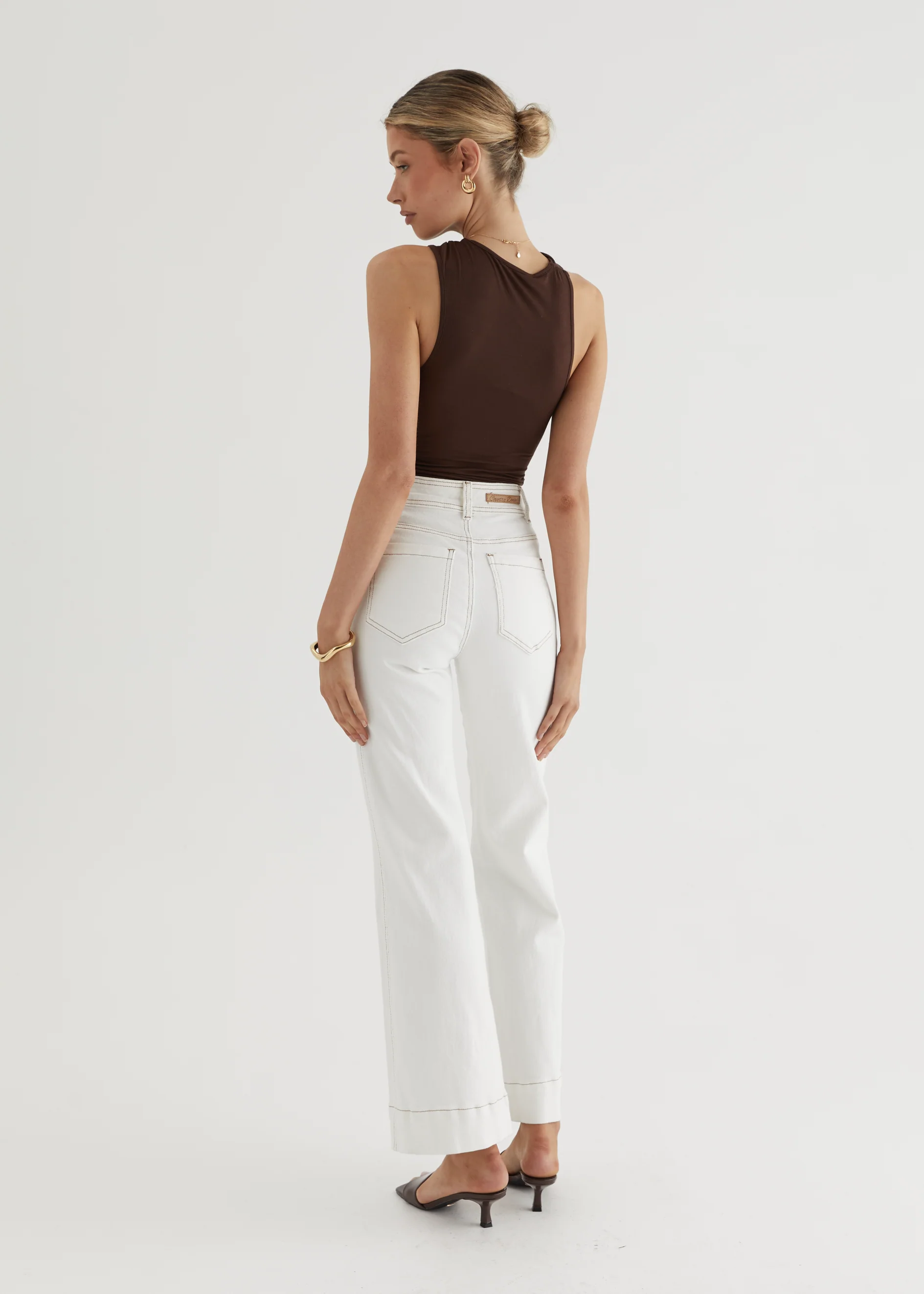 Zekroe Wide Leg Jeans - Off White - Image 19